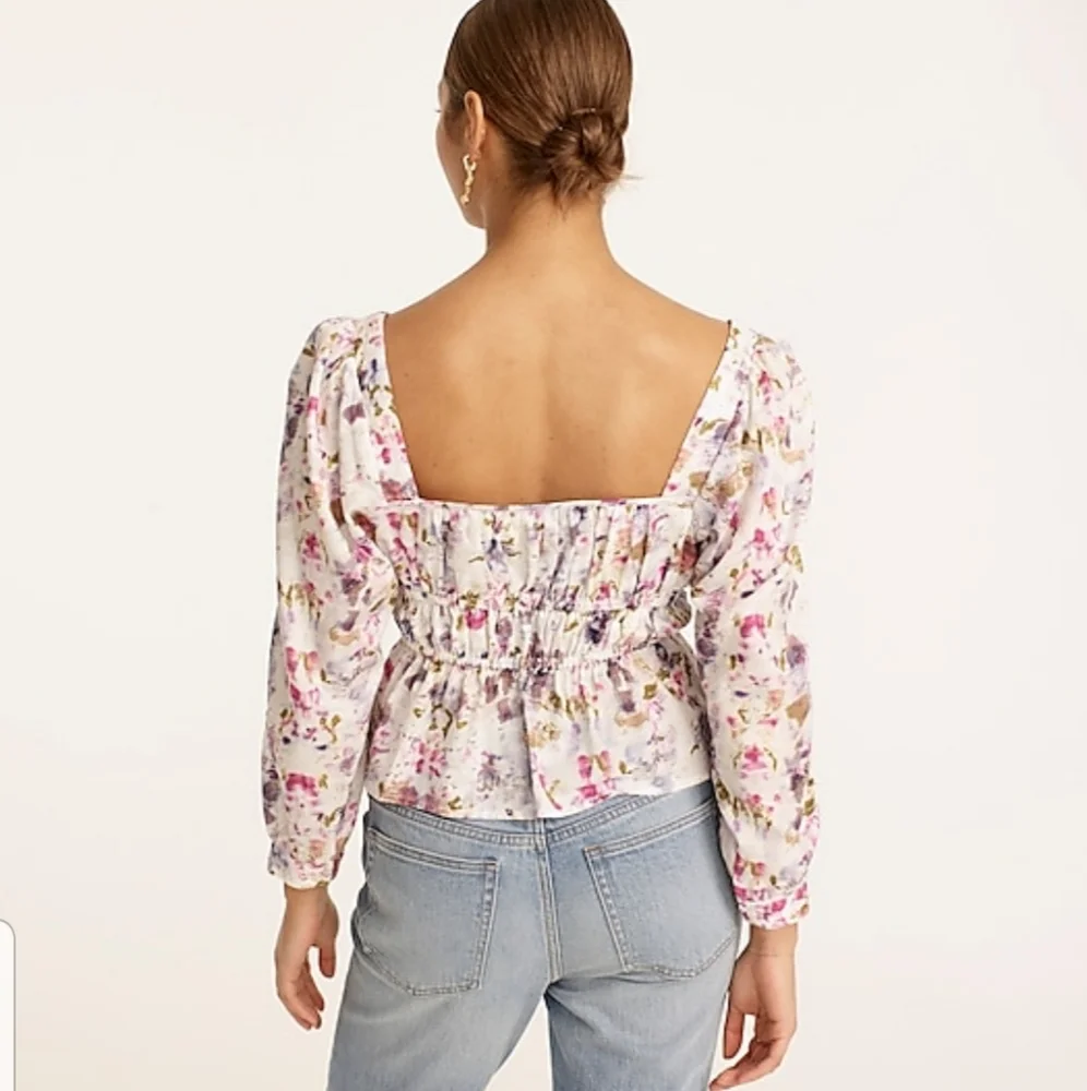 Flora Obscura X J.Crew Cinched Waist Top in Kaleidoscope Floral NWT
